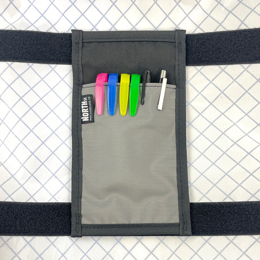 5in Sleeve Pocket installed with markers and items. - North St Bags