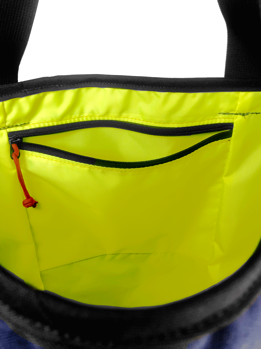 Interior view of Tabor Tote showing yellow liner and zipper pocket. - North St. Bags all-groups