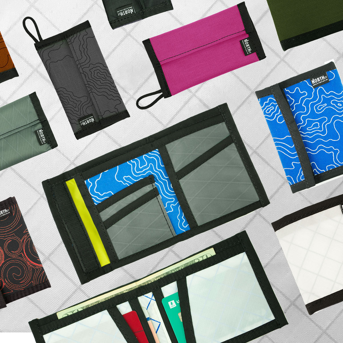 top down image of wallet assortment