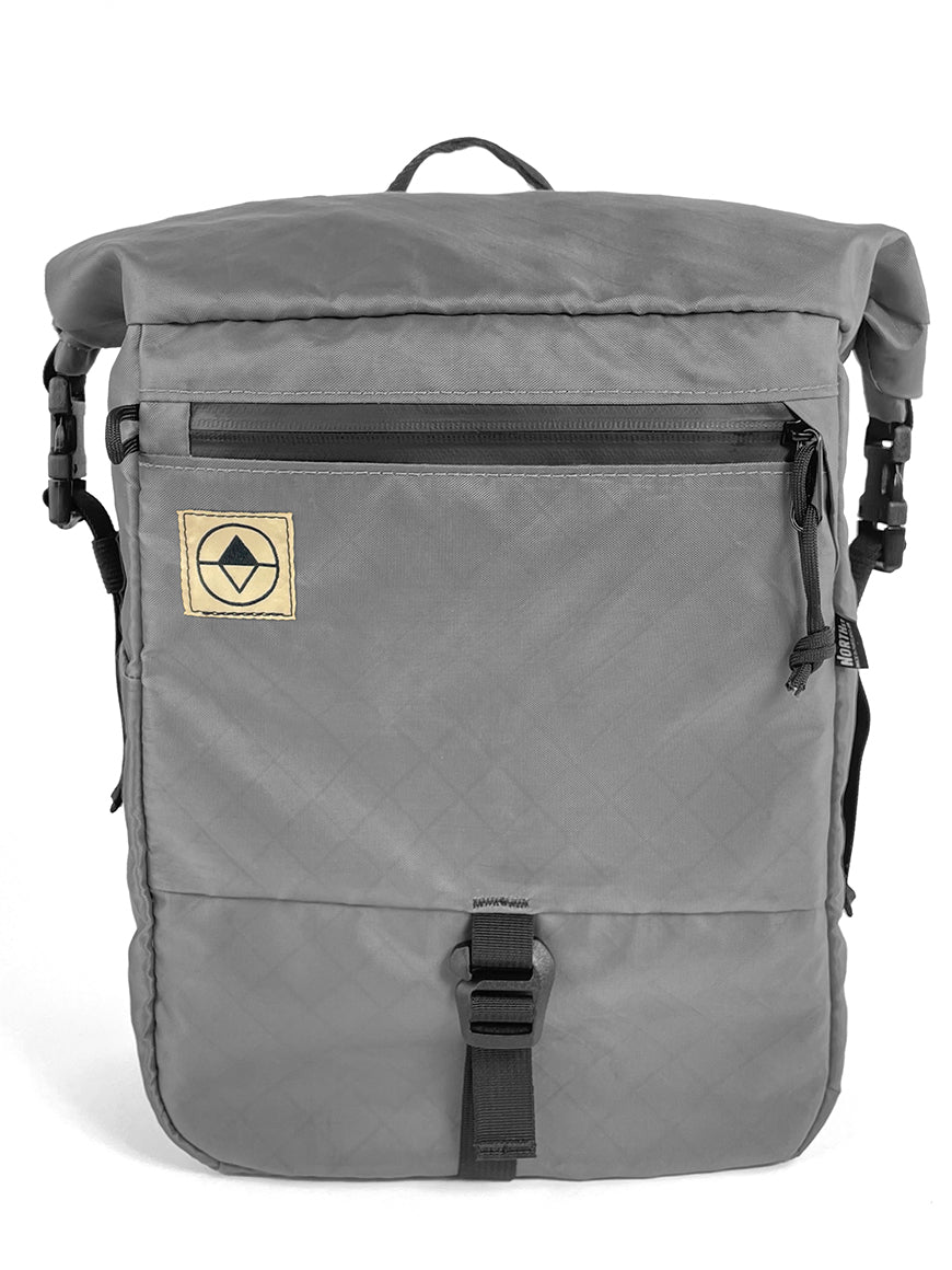 Front view of Adventure Micro Pannier 14L in blaze charcoal - North St. Bags
