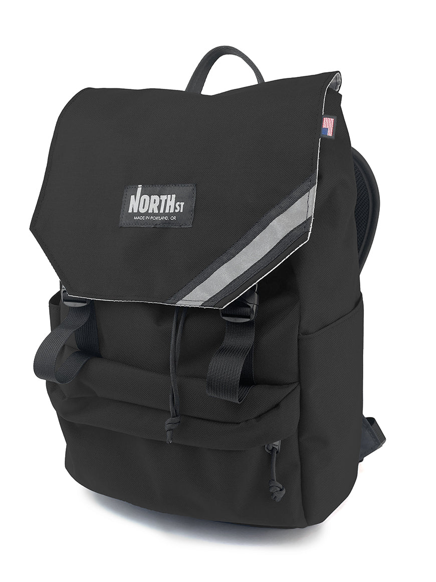 front view of belmont backpack in black